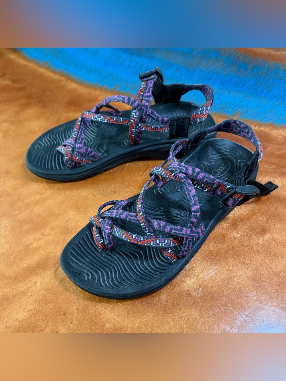 Chaco Z/2 hiking water Sandals Purple Multicolor Straps size 8